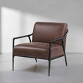 Load image into Gallery viewer, Thaddeus Brown Leather Accent Chair