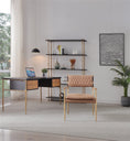 Load image into Gallery viewer, Thaddeus Retro Brass Iron Frame Rattan Desk