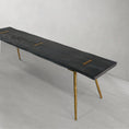 Load image into Gallery viewer, Thaddeus Retro Copper Frame Solid Wood Dining Bench