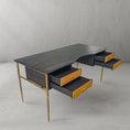 Load image into Gallery viewer, Thaddeus Retro Brass Iron Frame Rattan Desk