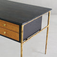 Load image into Gallery viewer, Thaddeus Retro Brass Iron Frame Rattan Desk