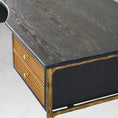 Load image into Gallery viewer, Thaddeus Retro Brass Iron Frame Rattan Desk