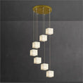 Load image into Gallery viewer, Alabaster Cube Foyer Staircase Long Chandelier