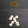 Load image into Gallery viewer, Alabaster Cube Foyer Staircase Long Chandelier