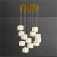 Load image into Gallery viewer, Alabaster Cube Foyer Staircase Long Chandelier
