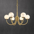 Load image into Gallery viewer, Alabaster Modern Brass Chandelier