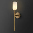 Load image into Gallery viewer, Alabaster 1 head Brass/Black Strip Wall Sconce 21.6"