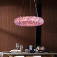 Load image into Gallery viewer, Besey Purple Crystal Round Luxury Chandelier