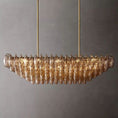 Load image into Gallery viewer, Chiala Smoke Glass Tiered Rectangular Chandelier 54"