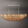 Load image into Gallery viewer, Chiala Smoke Glass Tiered Rectangular Chandelier 54"