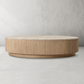 Load image into Gallery viewer, Holland Oak Wood & Stone Round Coffee Table