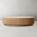 Load image into Gallery viewer, Holland Oak Wood & Stone Round Coffee Table