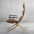 Load image into Gallery viewer, Thaddeus High Back Brown Leather Lounge Accent Chair
