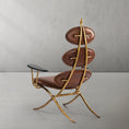 Load image into Gallery viewer, Thaddeus High Back Brown Leather Lounge Accent Chair

