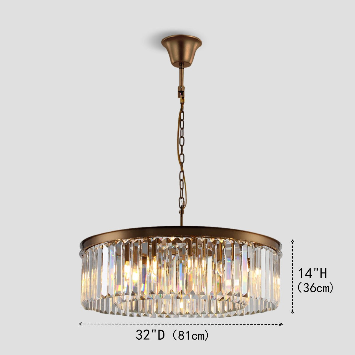 1920s Temdem 1-Tier Crystal Round Chandelier