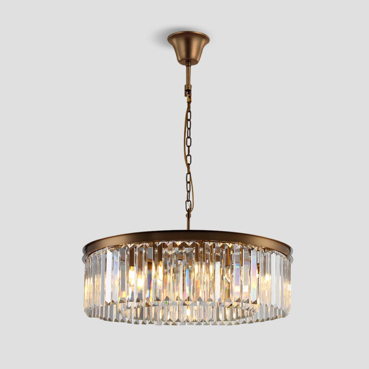1920s Temdem 1-Tier Crystal Round Chandelier