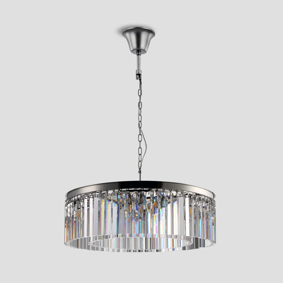 1920s Temdem 1-Tier Crystal Round Chandelier