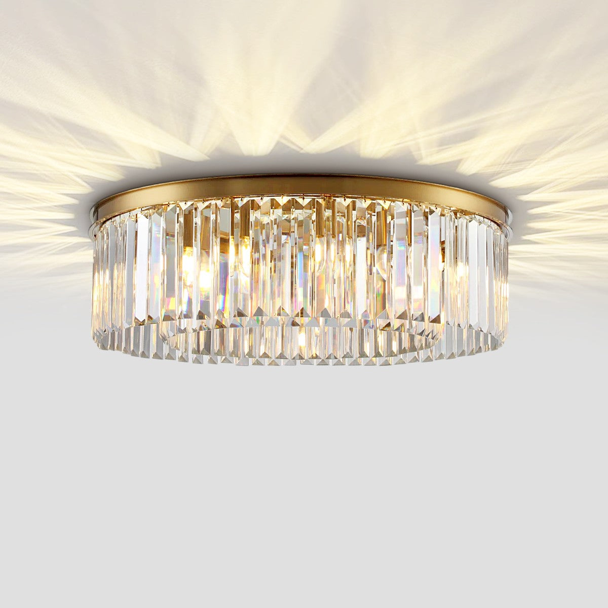 1920s Temdem 1-Tier Crystal Round Flushmount