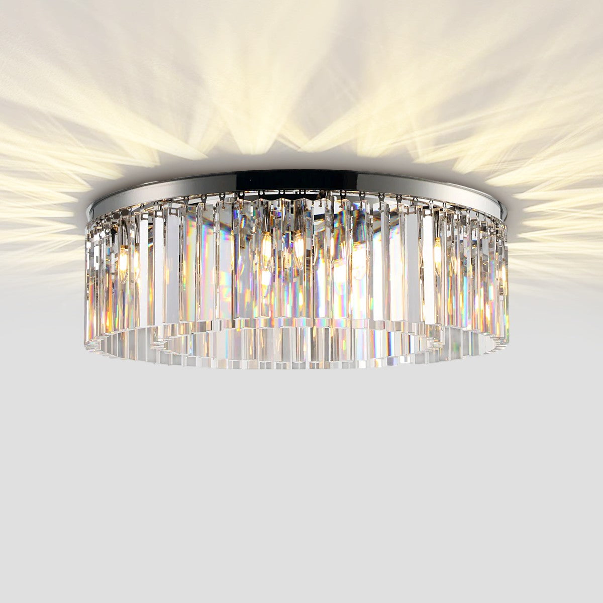 1920s Temdem 1-Tier Crystal Round Flushmount
