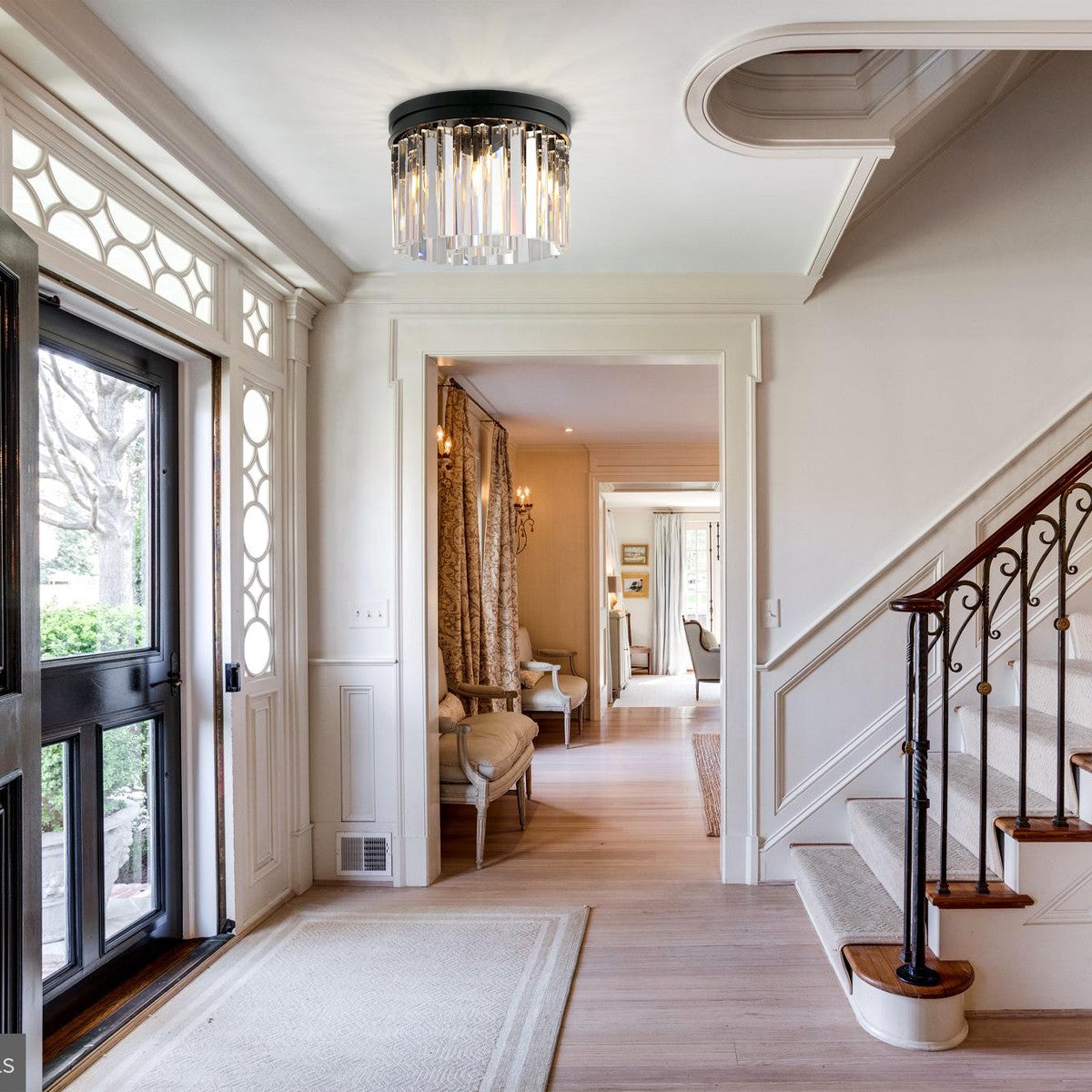 1920s Temdem 1-Tier Crystal Round Flushmount