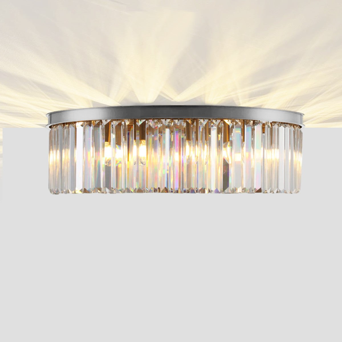 1920s Temdem 1-Tier Crystal Round Flushmount