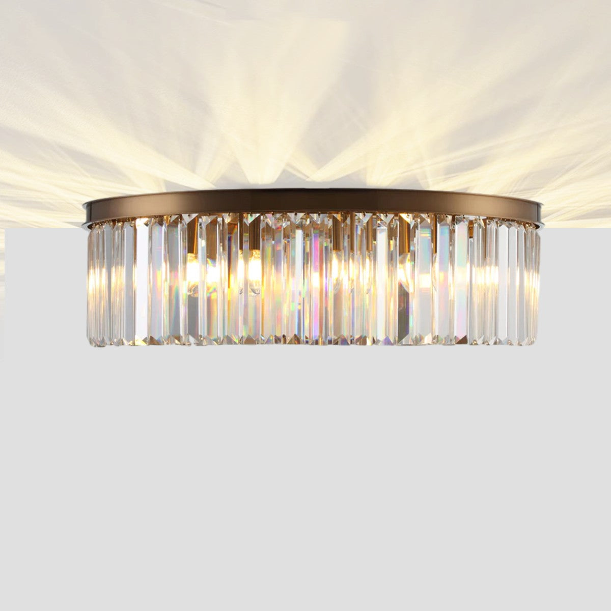 1920s Temdem 1-Tier Crystal Round Flushmount