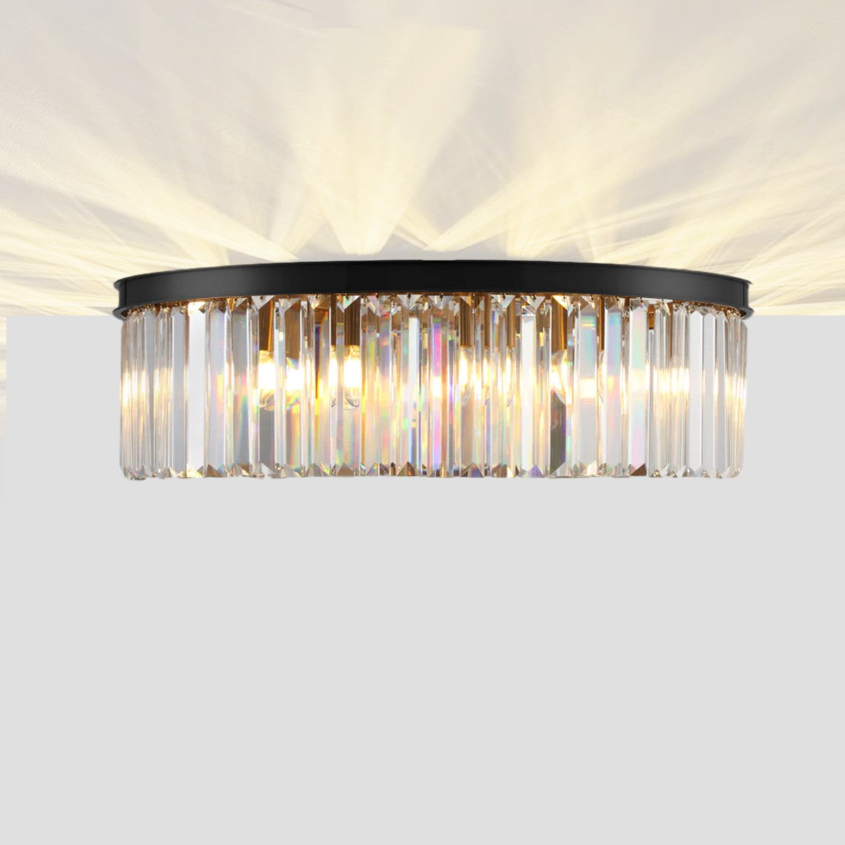 1920s Temdem 1-Tier Crystal Round Flushmount