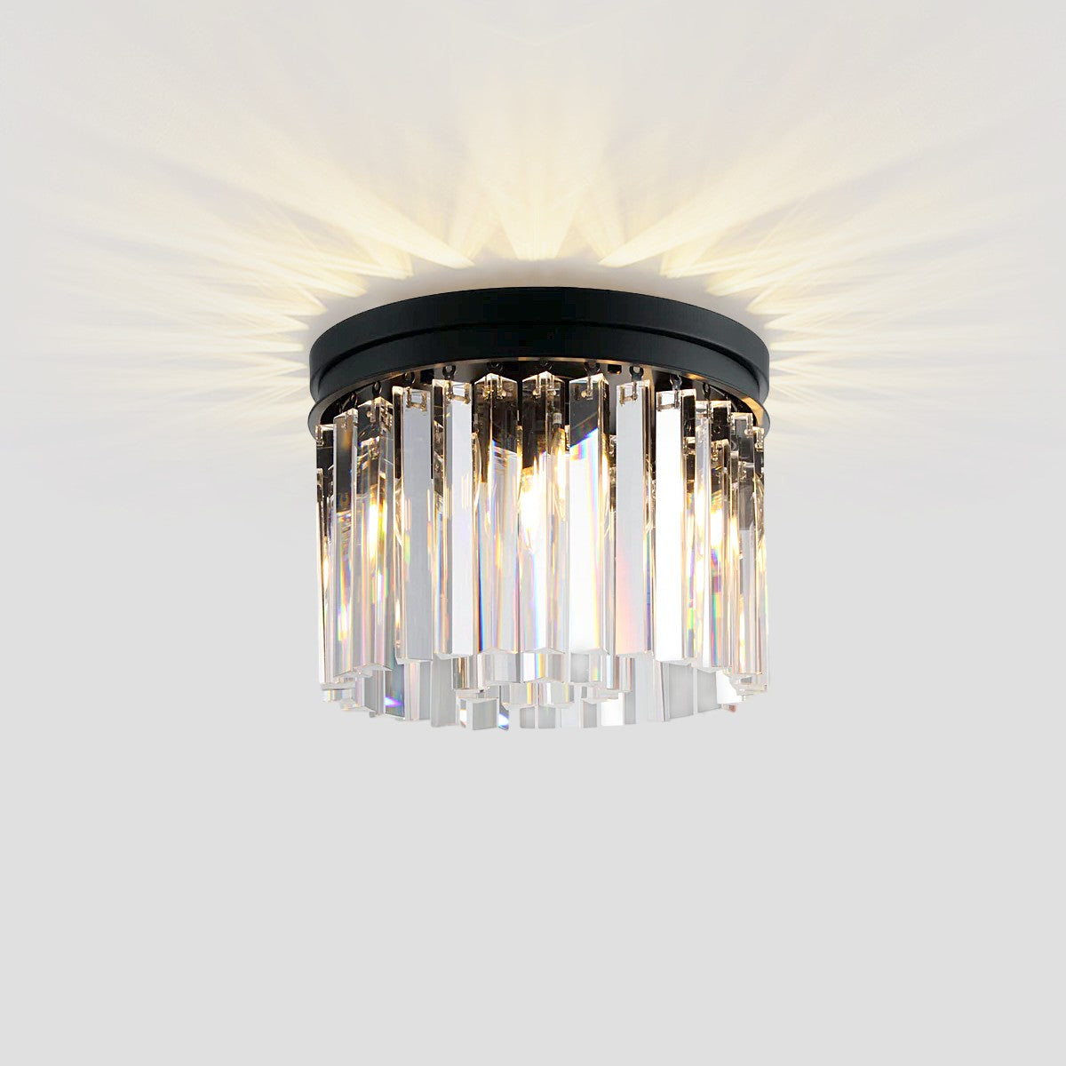 1920s Temdem 1-Tier Crystal Round Flushmount