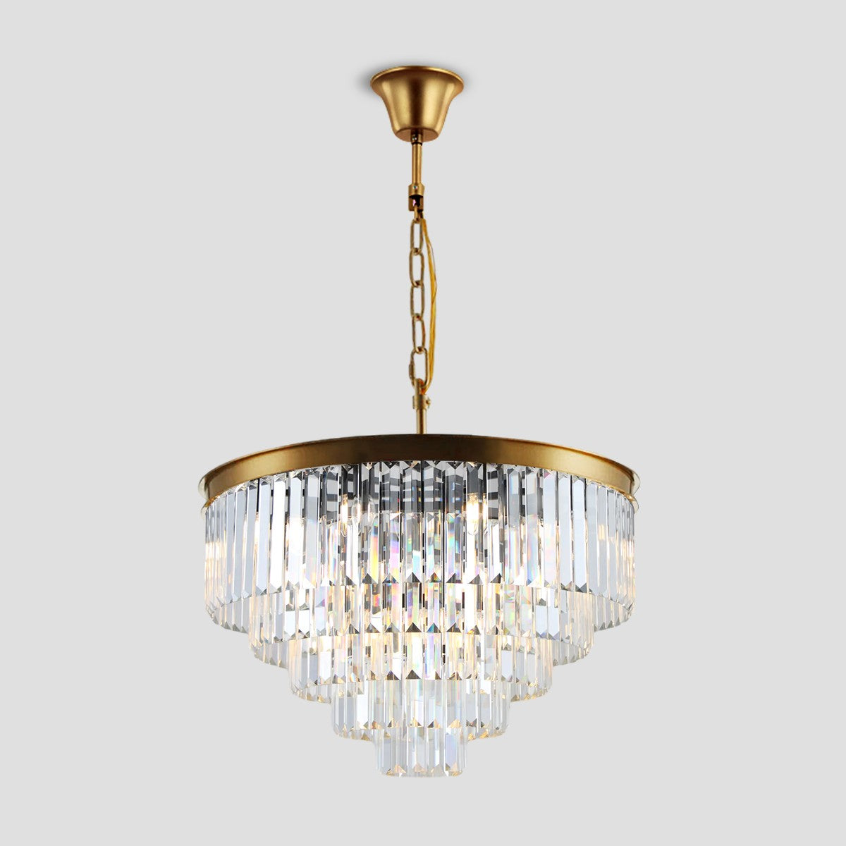 1920s Temdem Multi-Tier Crystal Round Chandelier