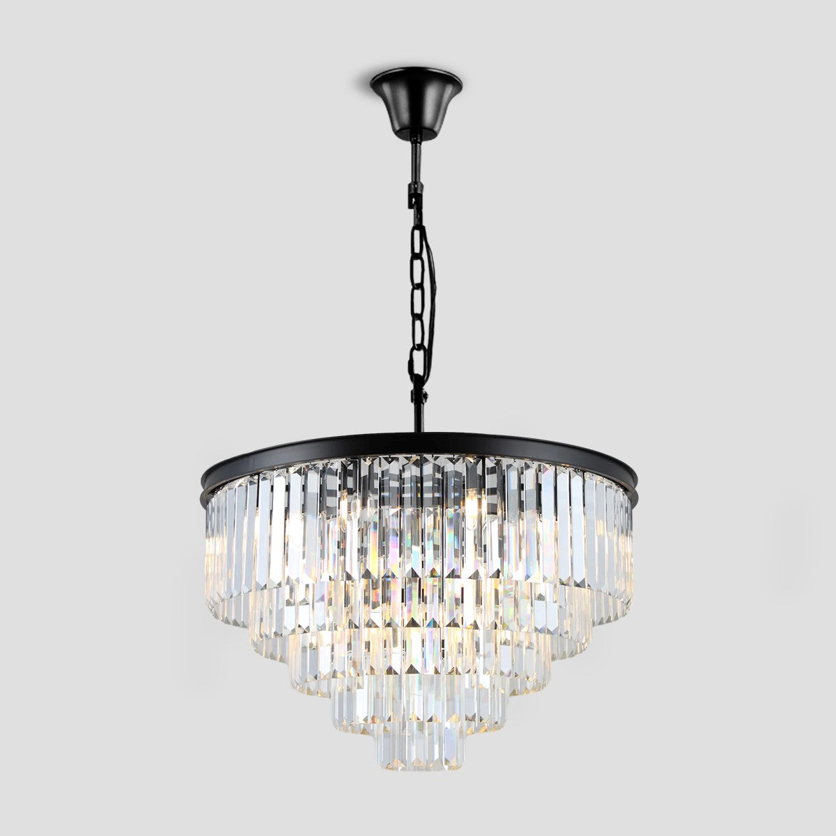 1920s Temdem Multi-Tier Crystal Round Chandelier