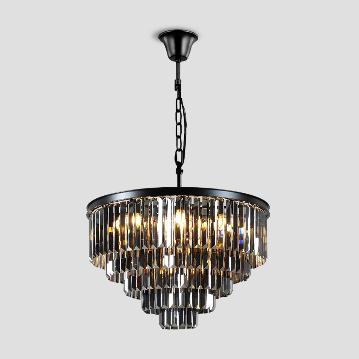 1920s Temdem Multi-Tier Crystal Round Chandelier