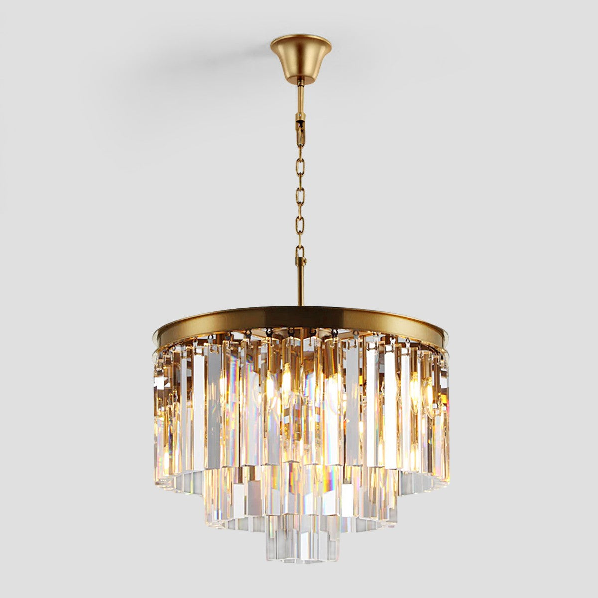 1920s Temdem Multi-Tier Crystal Round Chandelier