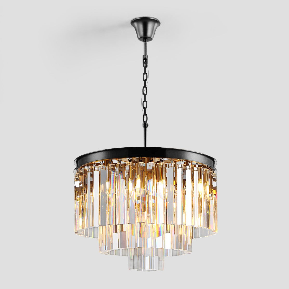 1920s Temdem Multi-Tier Crystal Round Chandelier