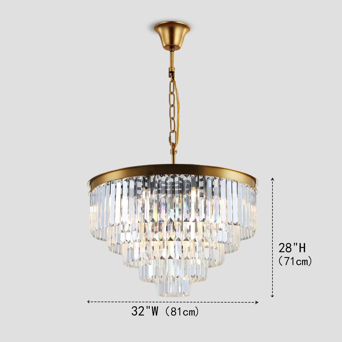 1920s Temdem Multi-Tier Crystal Round Chandelier