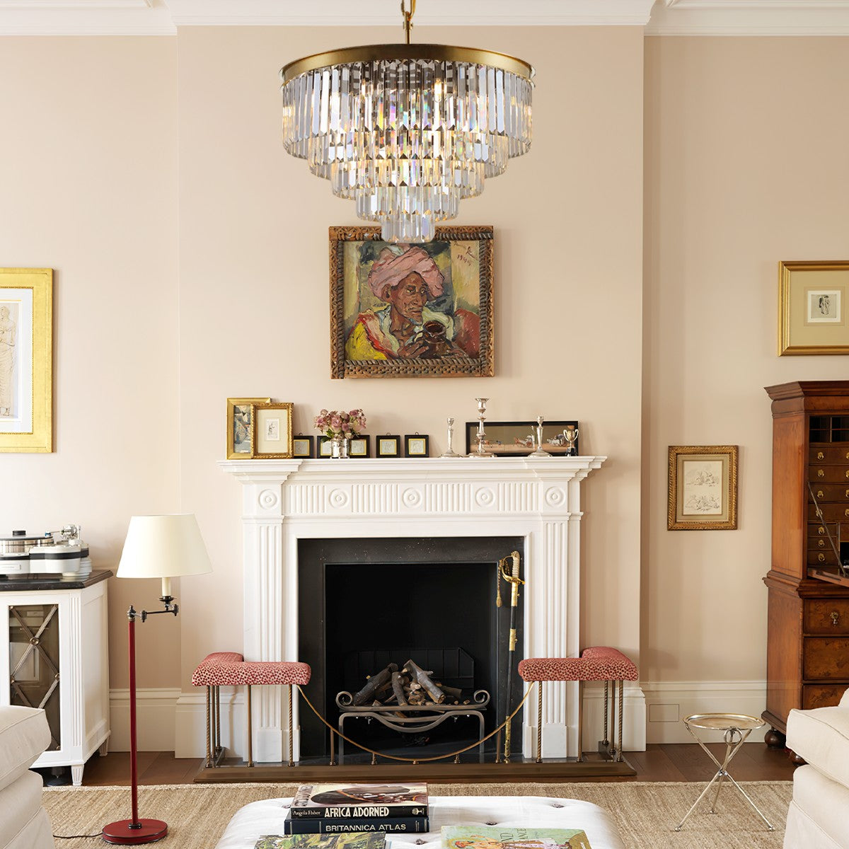 1920s Temdem Multi-Tier Crystal Round Chandelier