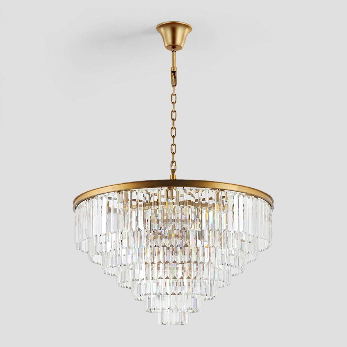 1920s Temdem Multi-Tier Crystal Round Chandelier