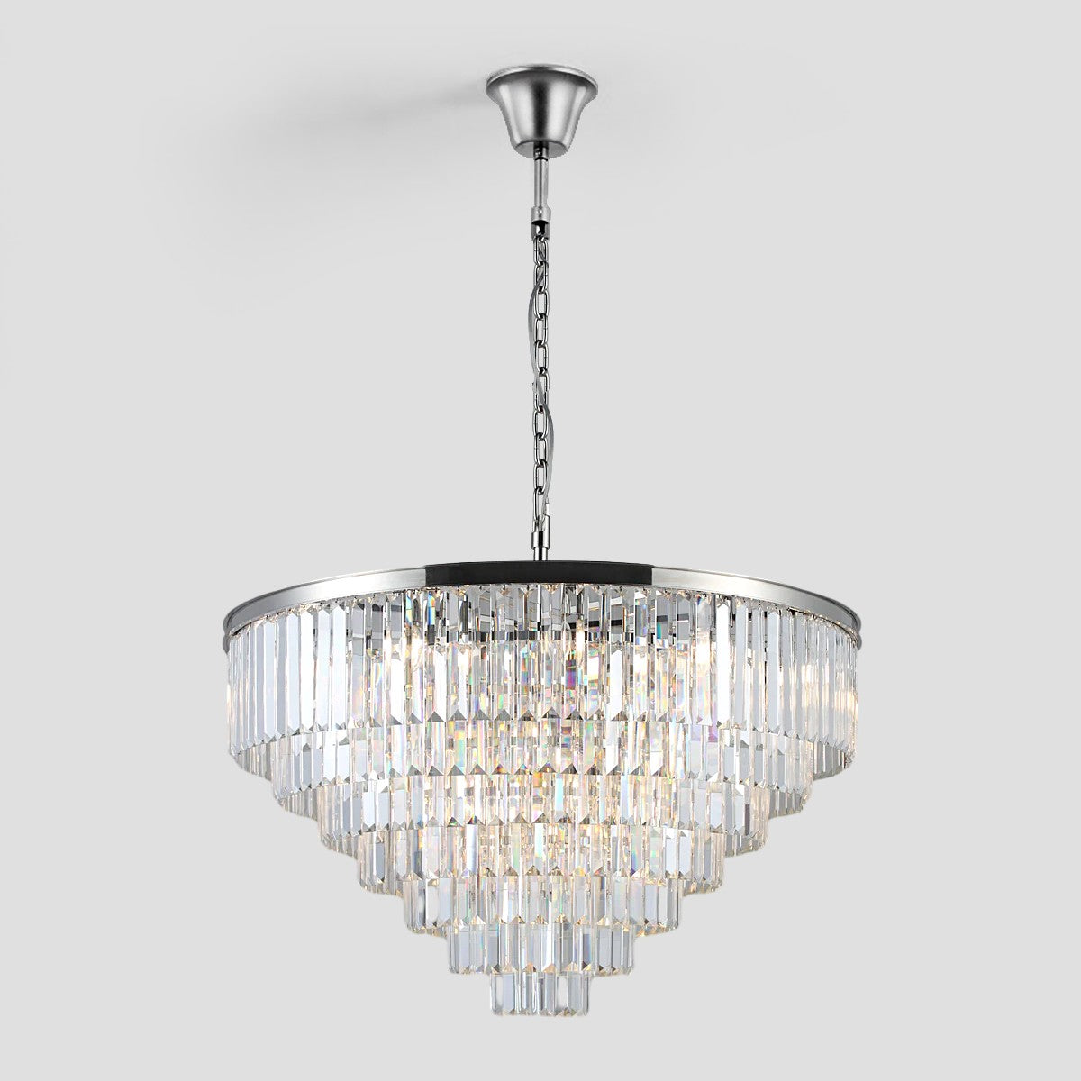 1920s Temdem Multi-Tier Crystal Round Chandelier