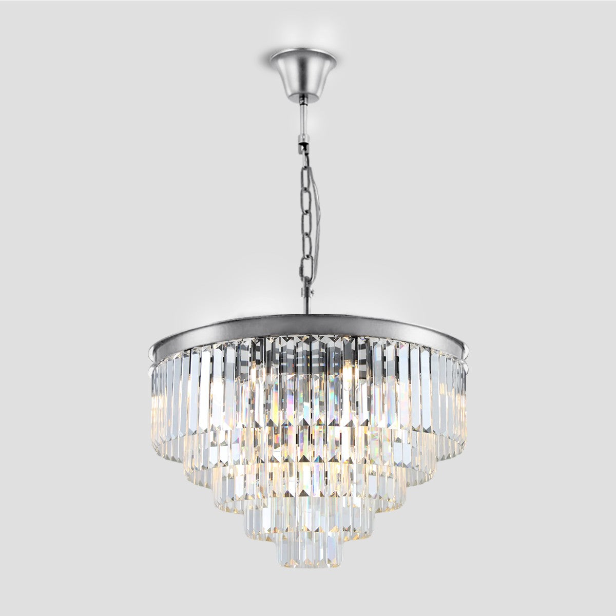 1920s Temdem Multi-Tier Crystal Round Chandelier