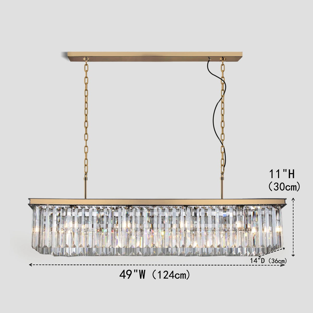 1920s Temdem Single-Tier Rectangular Crystal Rod Chandelier