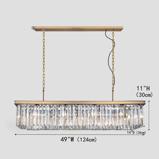 1920s Temdem Single-Tier Rectangular Crystal Rod Chandelier