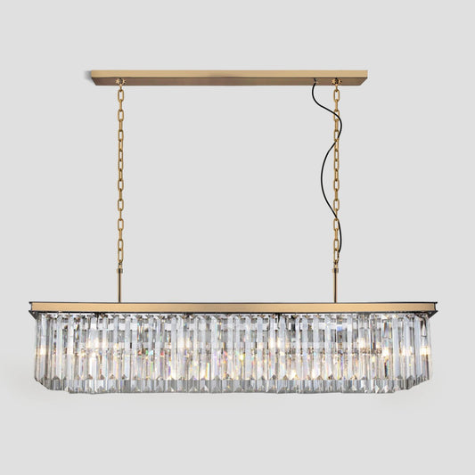 1920s Temdem Single-Tier Rectangular Crystal Rod Chandelier