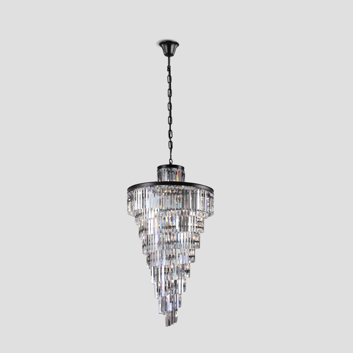 1920s Temdem Multi-Tiered Crystal Chandelier