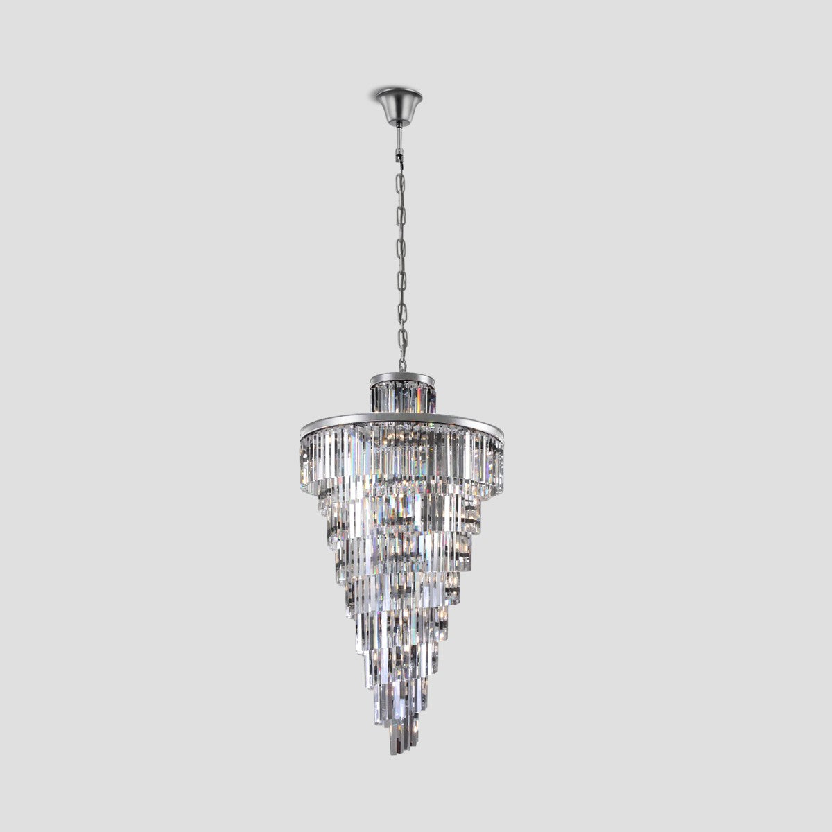 1920s Temdem Multi-Tiered Crystal Chandelier