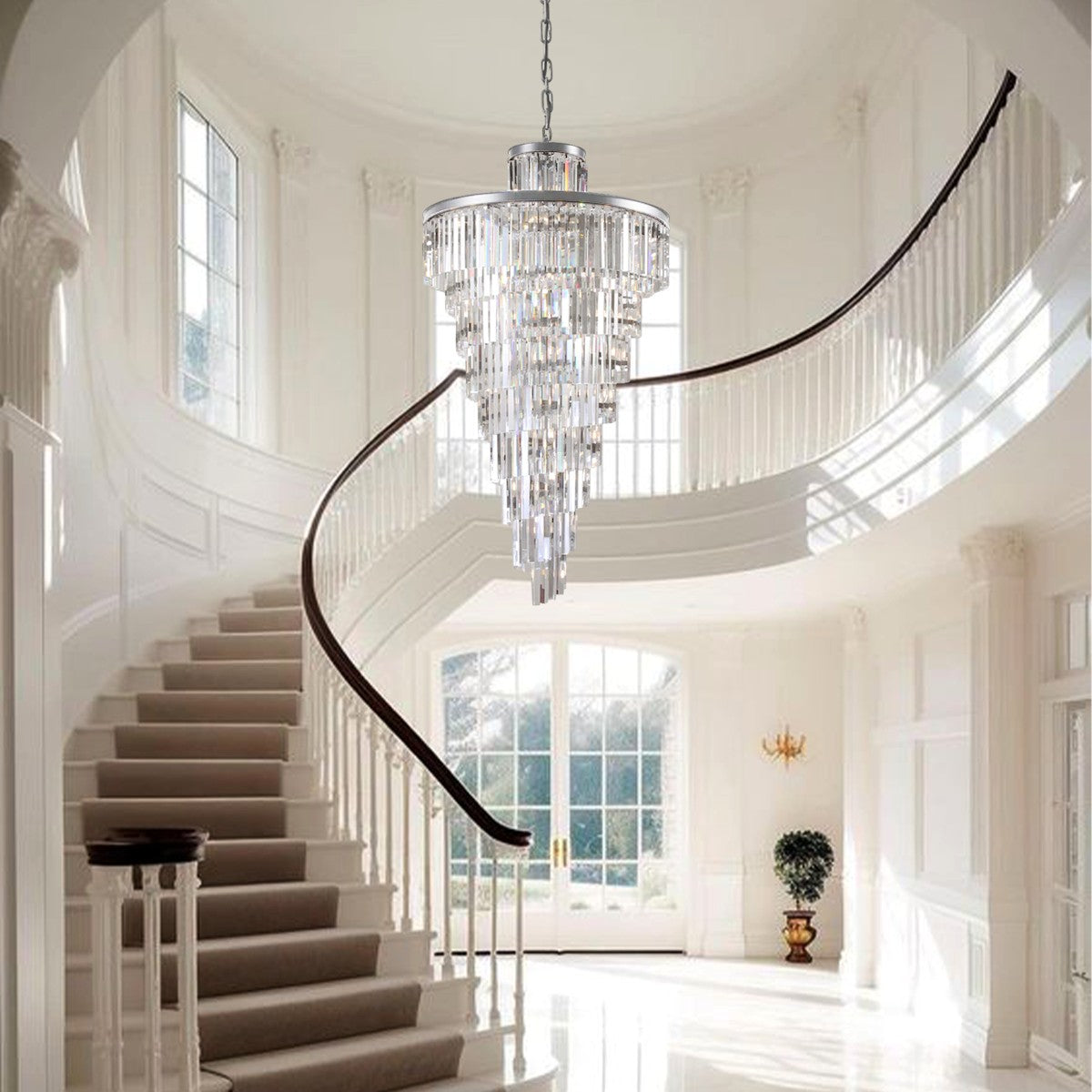 1920s Temdem Multi-Tiered Crystal Chandelier