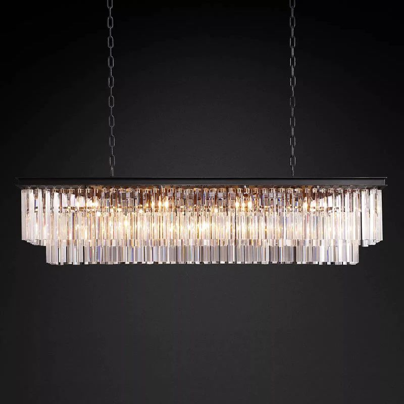 1920s Temdem Rectangular Chandelier 59"
