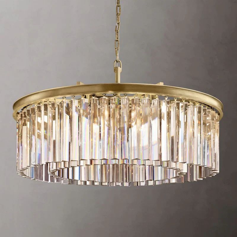 1920s Temdem Round Chandelier 32"D/43"D