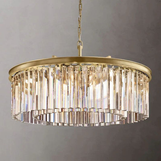1920s Temdem Round Chandelier 32"D/43"D