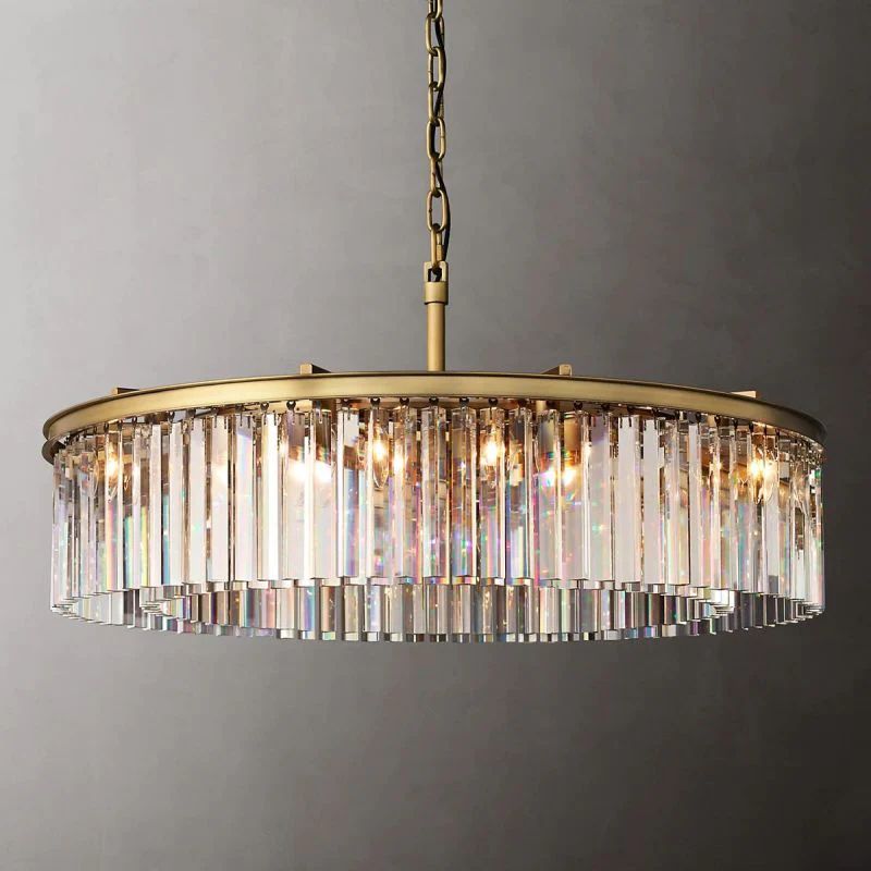 1920s Temdem Round Chandelier 32"D/43"D