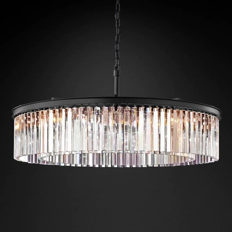 1920s Temdem Round Chandelier 32"D/43"D