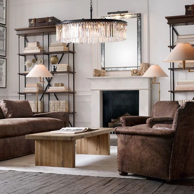 1920s Temdem Round Chandelier 32"D/43"D